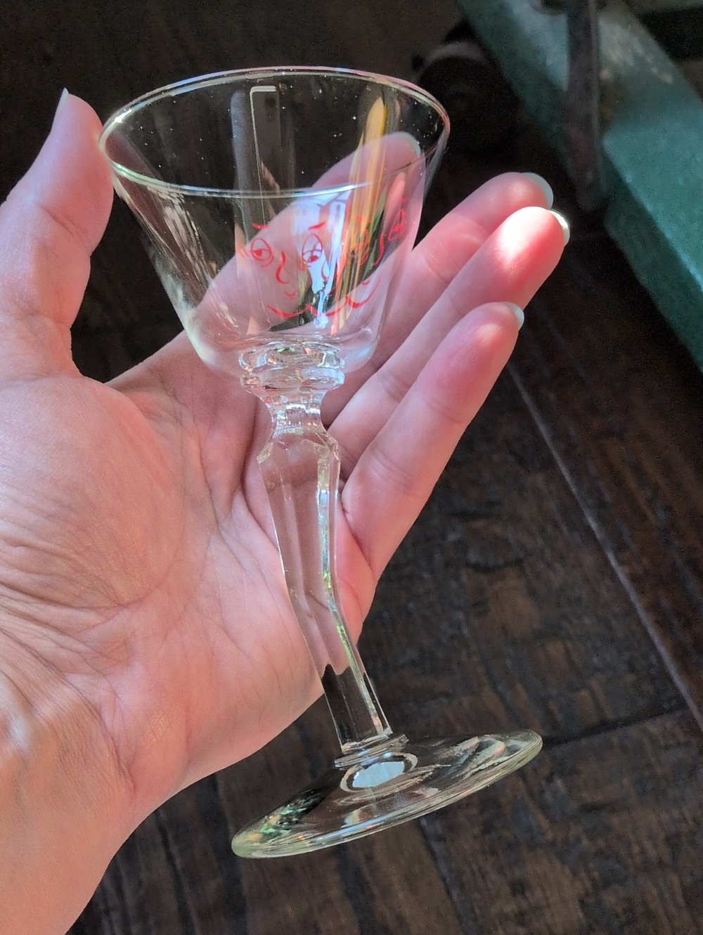 Vintage Kitschy and Fun Crooked Stem Tipsy Face Martini Manhattan Glass - Picture 6 of 10
